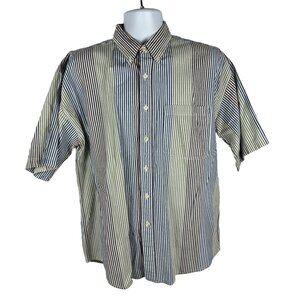 Striped Steeplechase Mens Button-Up Shirt Size L 100% Cotton